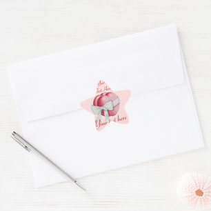 Sticker Étoile coeur d'amour romantique lié avec joli arc blanc