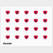 Sticker Étoile Coeur rouge avec Empreinte de patte de chien (Feuille)
