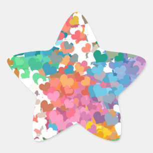 Sticker Étoile Cœurs de Confettis Pastels