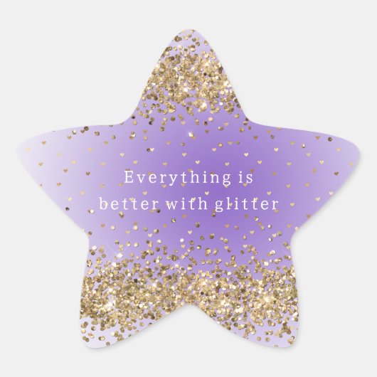 Sticker Étoile Coeurs d'or Sparkle Purple Parties scintillant cit (Devant)