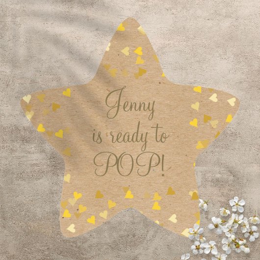 Sticker Étoile Cœurs Dorés Elle est Prête à Accoucher Cadeau de B