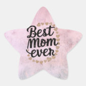 Sticker Étoile Cœurs Dorés Script Tendance Meilleure Maman Modern (Devant)
