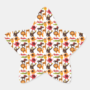 Sticker Étoile Coloré Amusant Joli Village Jungle Safari Zoo Ani