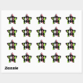 Sticker Étoile Colorful harlequin Print with Rose Hearts (Feuille)