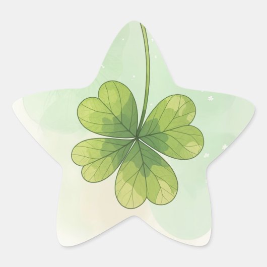 Sticker Étoile Conception à quatre feuilles Lucky Clover (Devant)