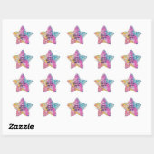 Sticker Étoile Conception abstraite rose, bleue et jaune (Feuille)