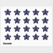 Sticker Étoile Conception de cachemire floral bleu marine (Feuille)