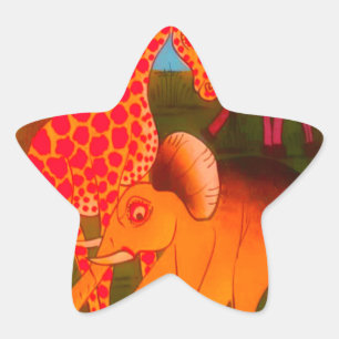 Sticker Étoile Conception de couleurs d'animaux sauvages africain
