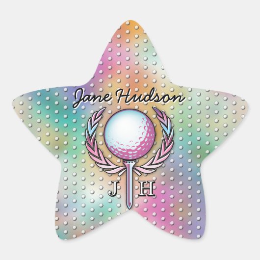 Sticker Étoile Conception de monogramme personnalisé pour golfeus (Devant)