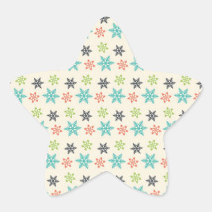Sticker Étoile Cool Retro Noël Pastel Flammes de neige