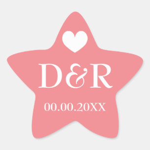 Sticker Étoile Coral star monogramme de plage de mariage faveurs 