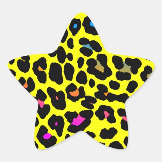 Sticker Étoile Corey Tiger 80s Leopard Spots (Jaune) (Devant)