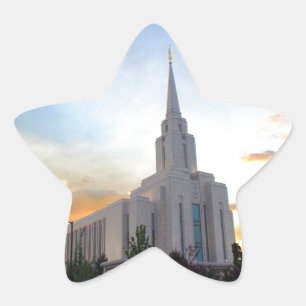 Sticker Étoile Coucher de soleil sur le temple LDS d'Oquirrh Moun