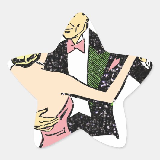 Sticker Étoile couple de danses vintages (Devant)