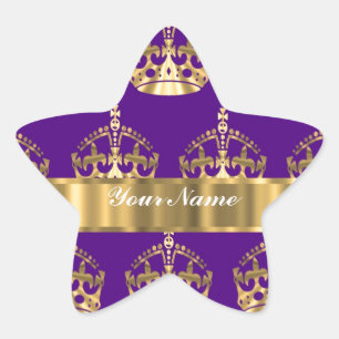 Sticker Étoile couronne d'or sur violet