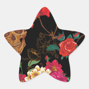 Sticker Étoile crâne floral