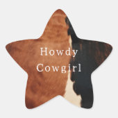 Sticker Étoile Cuir de vache faux Sud-Ouest marron noir (Devant)