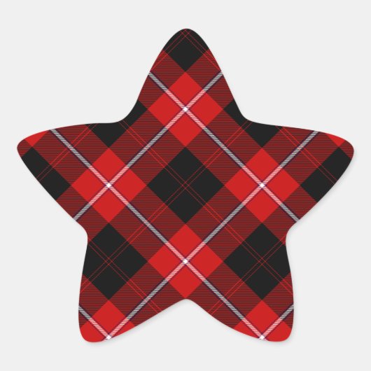 Sticker Étoile Cunningham Tartan rouge noir (Devant)