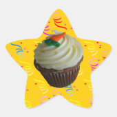 Sticker Étoile Cupcake de carottes avec Confetti (Devant)