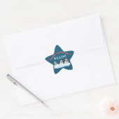 Sticker Étoile Custom name and text Merry Christmas snowmen (Enveloppe)