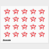 Sticker Étoile Cute motif moderne rouge et blanc coeurs (Feuille)