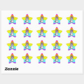 Sticker Étoile Cute Unicorne avec des étoiles et des coeurs papil (Feuille)