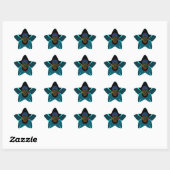 Sticker Étoile Cyan Abstrait Art Print (Feuille)