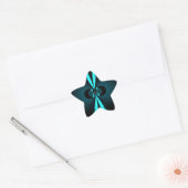 Sticker Étoile Cyan et Black Abstrait Art Print (Enveloppe)