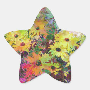 Sticker Étoile Daisies Watercolor Scène