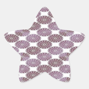 Sticker Étoile Damas fleurie violette sur blanc