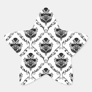 Sticker Étoile Damas noir traditionnel
