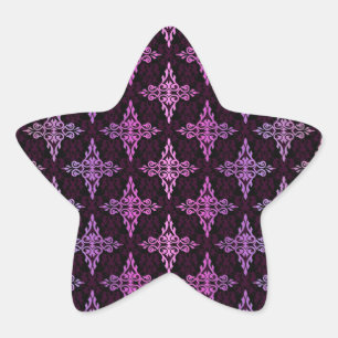 Sticker Étoile Damask rose et noir bicolore