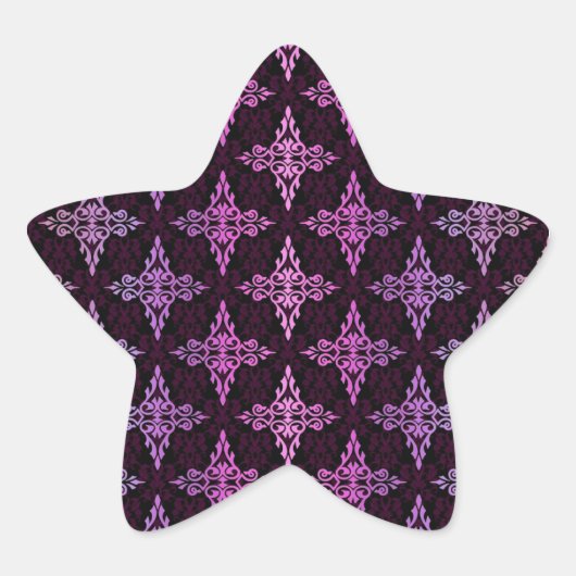 Sticker Étoile Damask rose et noir bicolore (Devant)