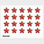 Sticker Étoile Design de fraises fraîches rouges (Feuille)