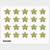 Sticker Étoile Design vert jaune. (Feuille)