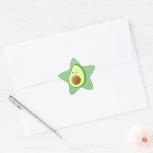 Sticker Étoile Dessin Avocado mignon (Enveloppe)