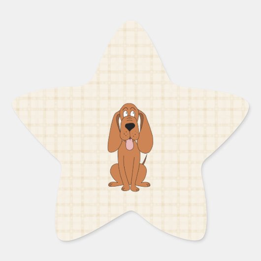 Sticker Étoile Dessin de chien Brown. Hound. (Devant)