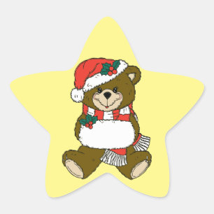 Sticker Étoile Dessin de Noël Animal Teddy Ours Art