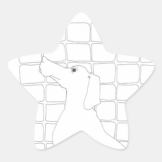 Sticker Étoile Dessin original Chien chinois Année 2018 Bâton 4 (Devant)