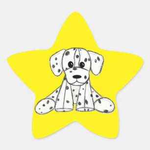 Sticker Étoile Dessin simple de contour de chien en peluche dalma