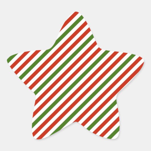 Sticker Étoile Diagonal Noël rayures rouge et vert (Devant)