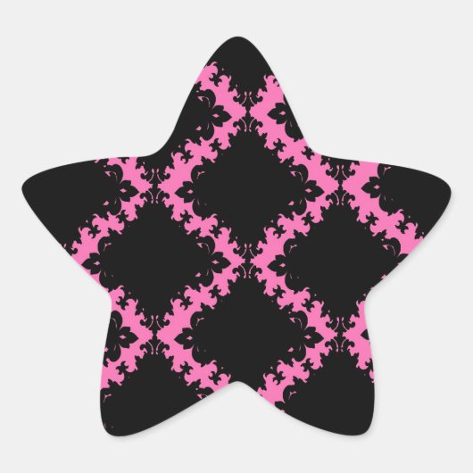 Sticker Étoile diamant noir rose chaud mod damé (Devant)