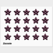 Sticker Étoile diamant noir rose chaud mod damé (Feuille)