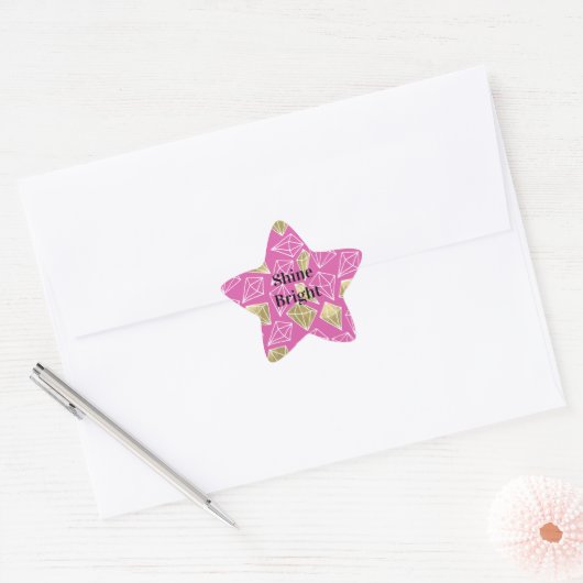 Sticker Étoile Diamants d'or rose chic (Enveloppe)