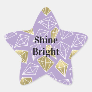 Sticker Étoile Diamants d'or violet chic