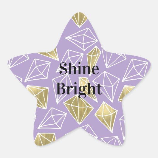 Sticker Étoile Diamants d'or violet chic (Devant)