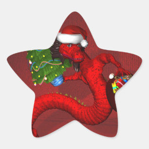 Sticker Étoile Dragon Rouge
