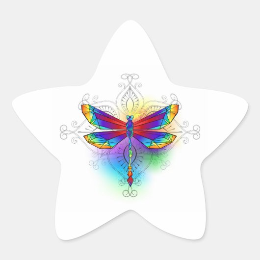 Sticker Étoile Dragonfly en arc-en-ciel (Devant)