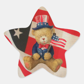 Sticker Étoile Drapeau américain Patriotique Teddy Bear