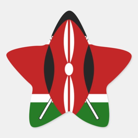 Sticker Étoile Drapeau du Kenya : avec cadre de drapeau miniature (Devant)